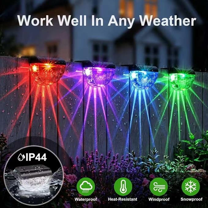 Melunar 12 Pack Solar Deck Lights Outdoor, Solar Step Lights Waterproof for Outside, Yard, Patio, Garden, Pool, Railing, Stairs, Fence (Color Changing)