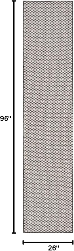 Nourison Home Courtyard Ivory Charcoal 2'2" x 8' Area Rug - Easy Clean, Non Shedding, Bed Room, Living Room, Dining Room, Kitchen (8' Runner)