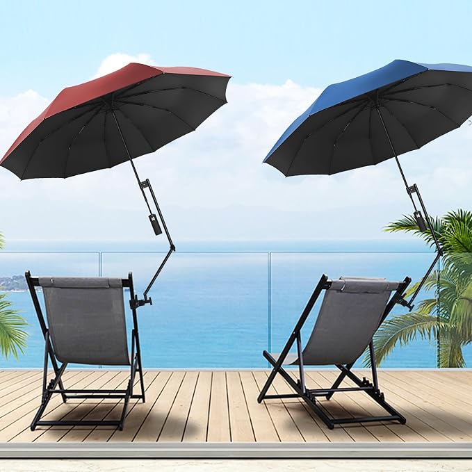 XLINGZA UPF 50+ Beach Umbrella with Adjustable Universal Clamp