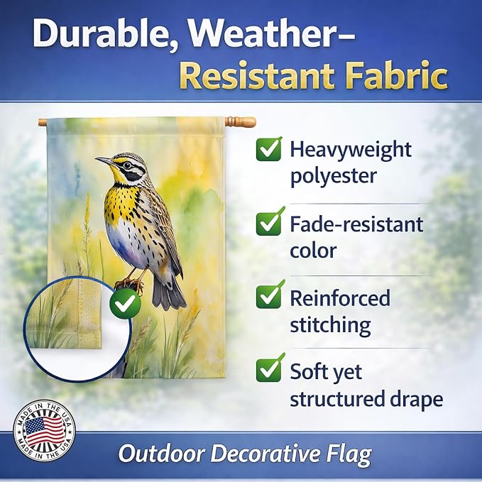 Caroline's Treasures Montana Western Meadowlark House Flag Large Porch Sleeve Pole Decorative Outside Yard Banner Artwork Wall Hanging, Polyester, House Size, Multicolor