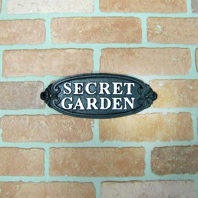 Cast Iron Embossed Secret Garden Wall Sign Lawn Yard Art Home Decor Door Gate Plaque