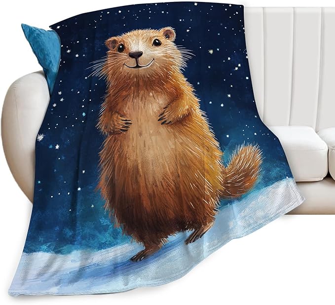 Groundhog Throw Blanket Cozy Plush Groundhog Gifts Blankets Flannel Fleece Lightweight Fuzzy Animal Blanket for Girls Women 50"X40"