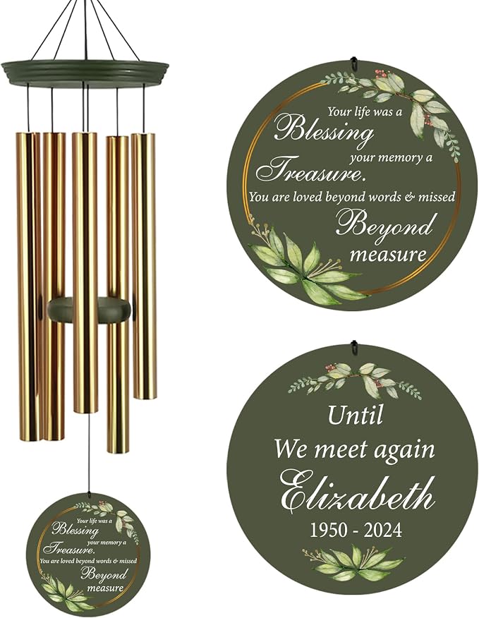 ASTARIN Memorial 36" Wind Chimes, Personalized Name Sympathy Wind Chime, in Memory of Loss Mom Loved One, Deep Tone Bereavement Windchimes for Outdoors Outside Clearance(Produced in Texas)