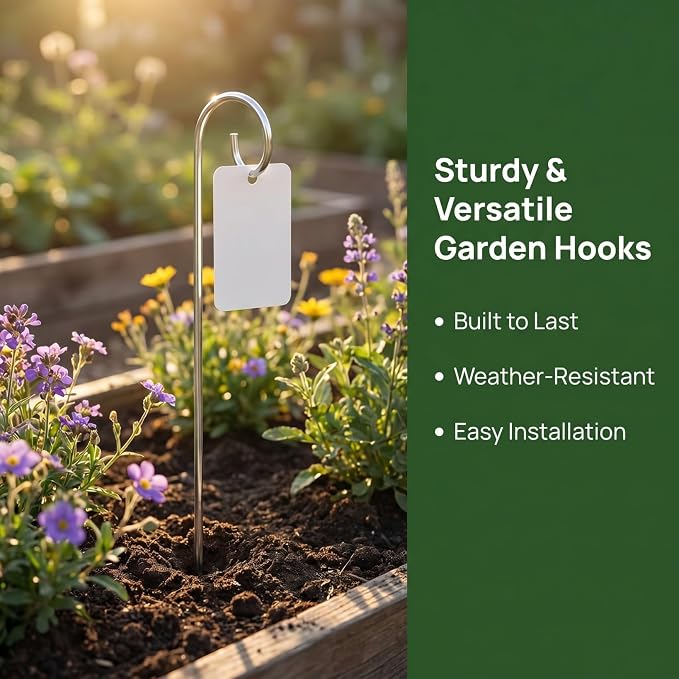 20pcs Plant Tag Pole Floral Sticks for Arrangements - 30cm Shepherds Hooks for Outdoor Floral Card Holder - Outdoor Shepherds Hook for Bird Feeder Silver