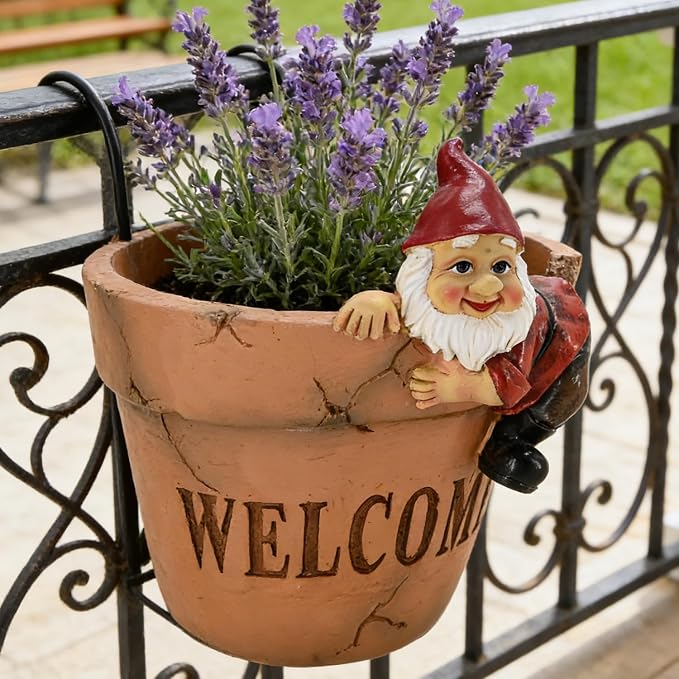 Hanging Planters for Plants with Drainage Decorative Resin Wall Mount Planter Funny Terracotta Plant Pot Rustic for Home Office Decor Cute Indoor Outdoor Pots Balcony Patio Porch