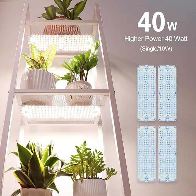 4Pack 2026 Ultra-Thin Panel Grow Lights for Seed Starting, Vegetables, Greenhouse & Under Cabinet & Shelf Plants with Timer 4/8/12/16/20H, Free Connect Full Spectrum Indoor LED Plant Growing Lamps