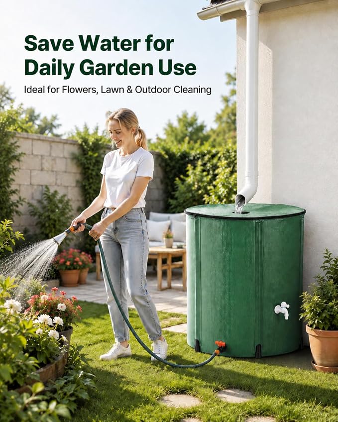 200 Gallon Collapsible Rain Barrel, Portable Rain Water Collection Barrel, Rainwater Collection System with Spigots and Overflow Kit, Rain Barrels to Collect Rainwater from Gutter