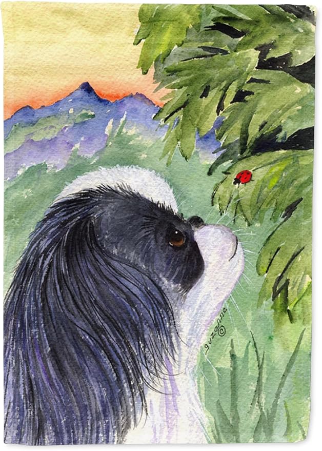 Caroline's Treasures SS8259GF Japanese Chin Garden Flag Mailbox Flag Decorative Yard Flag Banner Outside Patio Artwork Yard Flower Beds, Garden Size, Multicolor