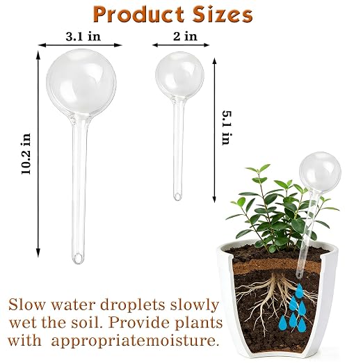 Plant Self Watering Globes – Durable Self Watering Bulb, Automatic Plant Waterer Stake Ideal for Vacation & Daily Plant Care, Keep Houseplant, Garden, Hanging Basket Plant Hydrated While You’re Away