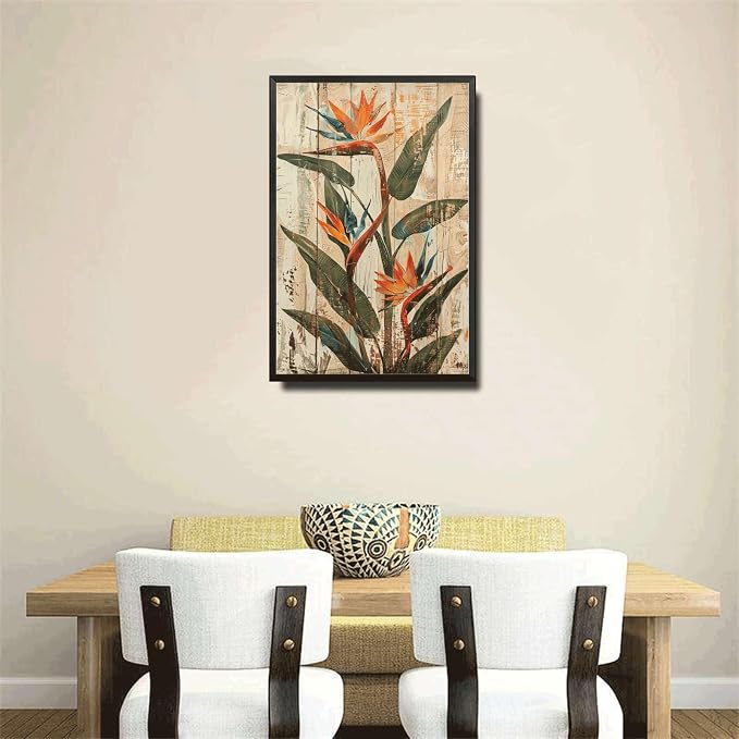 Metal Sign Tin Sign Vintage Wall Art Rustic Charm Bird of Paradise Tin Sign for Vintage Wall Decor Easy Installation and Weather Resis Sign for Garden for Restaurant 6×8 Inches with Metal Frame