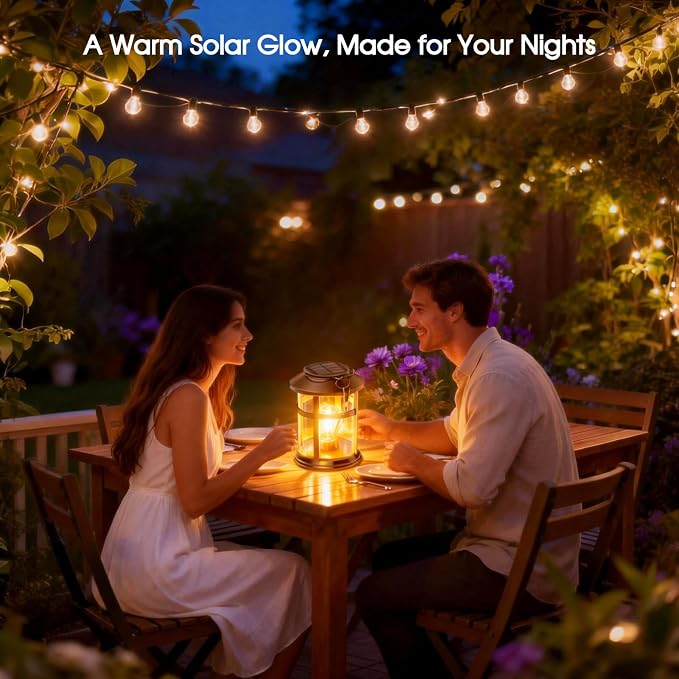 GARPAR Solar Lanterns Outdoor Waterproof, Hanging Solar Lights with Hook | Wall Mount Kit, Brighter LED, 1000mAh Battery, Bigger Solar Panel, Auto On/Off, for Garden, Yard, Patio, Porch Decor