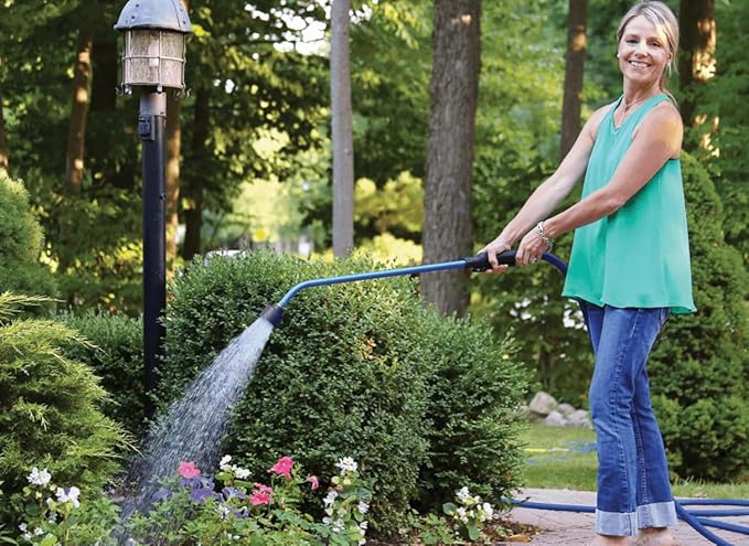 Dramm Touch-N-Flow Rain Wand – 16” Long, Red – Full Watering Flow with Trigger-Style Shut-Off Valve & Lock – High-Flow, Gentle Spray for Gardens, Hanging Baskets & Flowerbeds