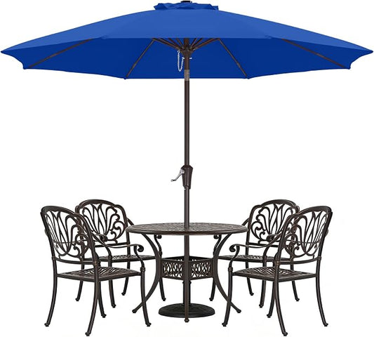 ABCCANOPY 10FT Patio Umbrella, Outdoor Waterproof Table Umbrella with Push Button Tilt and Crank, 8 Ribs UV Protection Pool Umbrella for Garden, Lawn, Deck & Backyard (Royal Blue)