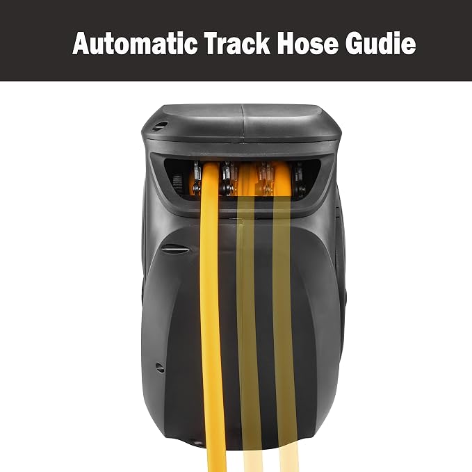 AIRZILLA Retractable Air hose reel 3/8" Inch x 50 ft Flex Hybrid Air Hose, Air compressor Hose Reel with 6 ft Lead in, Quick Connect, Mounted 180° Swivel, 300PSI