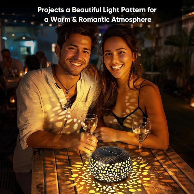 Solar Lantern Outdoor Patio Decor: 4 Pack Solar Lanterns Outdoor Waterproof, Hollow Out Retro Metal Solar Lights, Yard Porch Garden Balcony Indoor Desk Bedroom Tabletop Decorations, 2 Lighting Colors