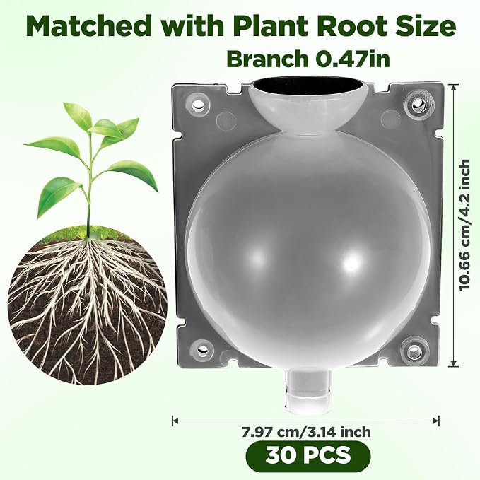 30 Pcs Air Layering Pods, Reusable Half Black Half Transparent Grafting Balls, Air Layering Propagation Kit for Plant Rooting, Medium Size Rooting Box for Fast Propagation