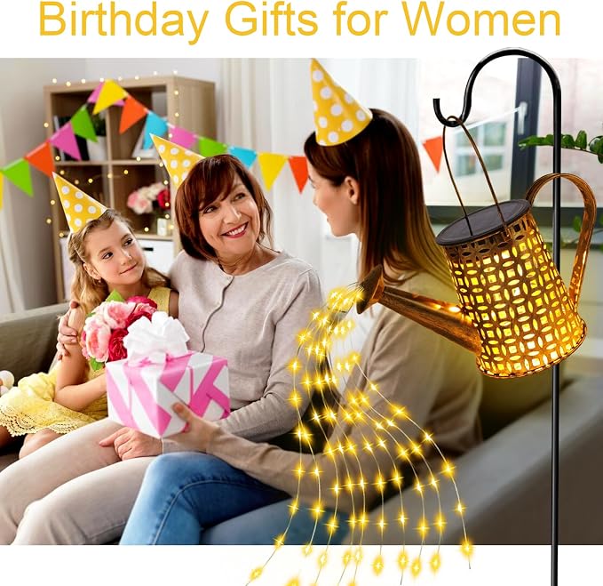 Solar Watering Can Lights, Unique Gifts for Mothers Day Women Mom Grandma Birthday, Waterproof Outdoor Garden Decor Large Hanging Solar Lanterns Garden Lights for Patio Porch Yard Flowerbed Pathway