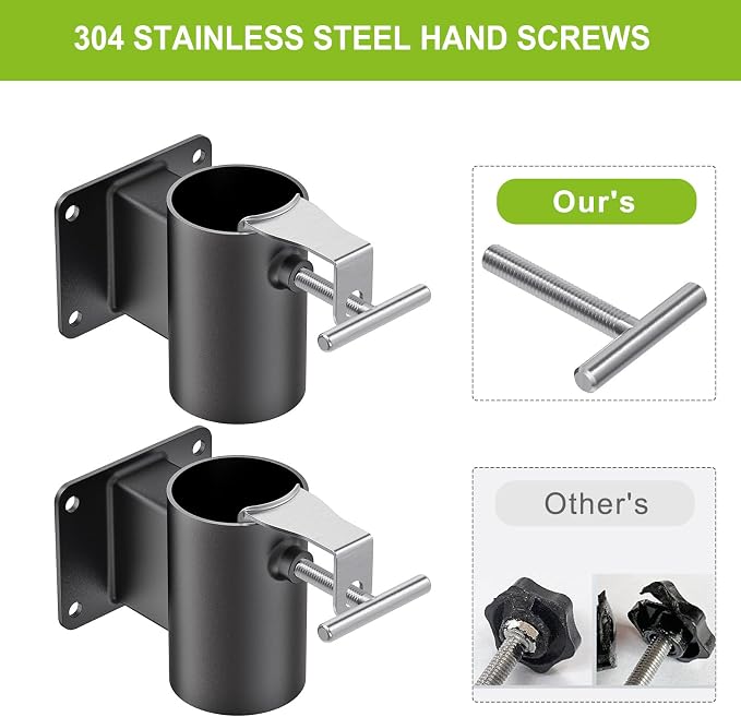 Heavy Duty Deck Railing Umbrella Holder, Patio Umbrella Stand for 1-2 Inch Poles, Space-Saving Design, Secure & Sturdy Flat Mount for Deck Railing, Balcony, Outdoor Courtyard, Fences, 2 Set