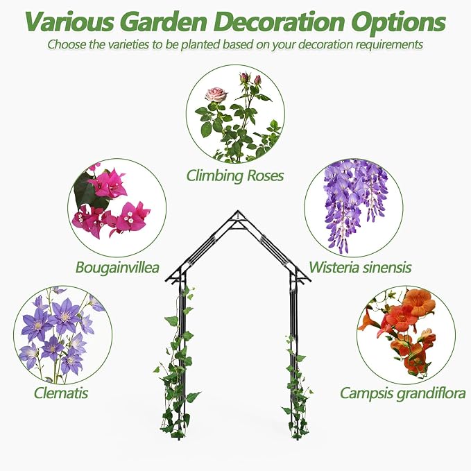 Garden Arch Trellis - 48"-51"(L)*98"(H)*16"(W), Garden Arch Arbor Trellis for Climbing Plants Outdoor - Triangular Pointed Garden Arch for Lawn, Party, Ceremony Wedding Decoration