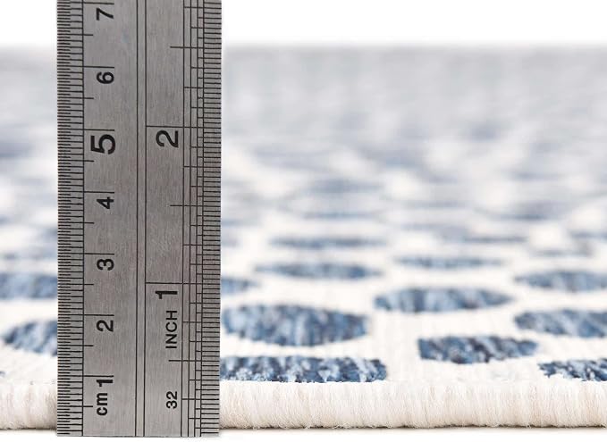 Unique Loom Outdoor Collection Area Rug - Cape Town (4' 1" Octagon, Blue/ Olive)