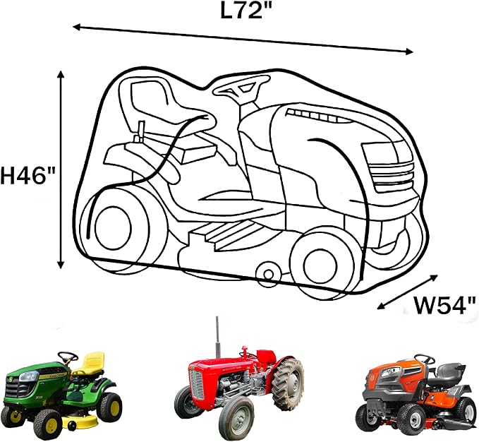 Szblnsm Riding Lawn Mower Cover, Waterproof Tractor Cover Fits Decks up to 54", Heavy Duty 420D Polyester Oxford, Covers Against Water, UV, Dust, Dirt, Wind for Outdoor Lawn Mower Storage