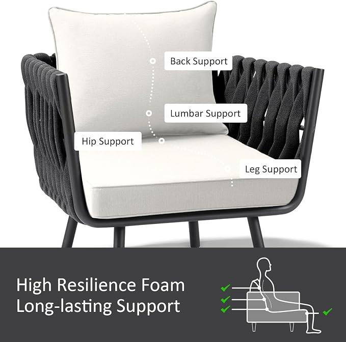 Unimatta Outdoor Patio Chair Cushions Set, 22" x 22", Set of 2, Water-Repellent, Fade Resistant, Deep Seat Bottom and Back Cushion for Backyard, Couch, Sofa and Patio Furniture, Linen