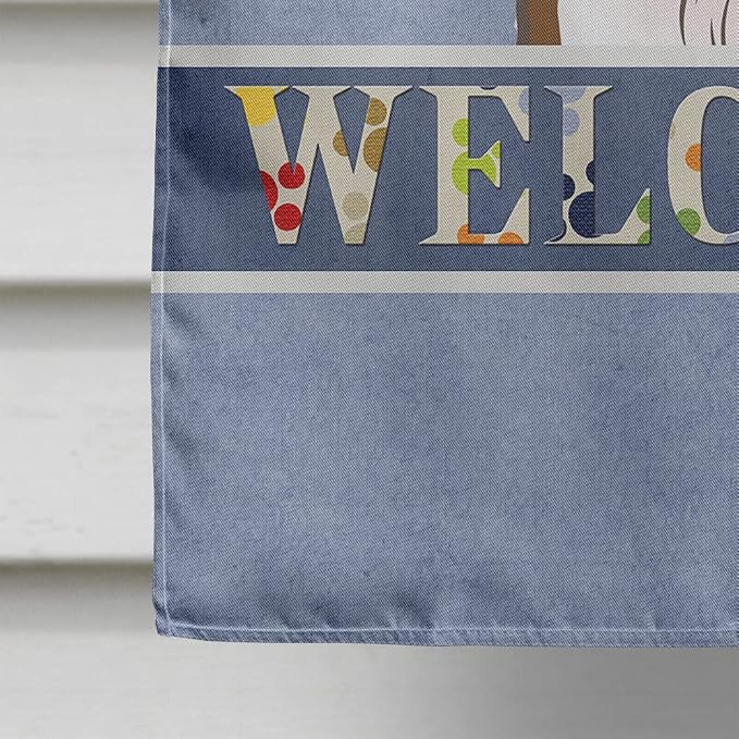 Caroline's Treasures BB1388CHF Jack Russell Terrier Welcome House Flag, Blue Large Porch Sleeve Pole Decorative Outside Yard Banner Artwork Wall Hanging, Polyester, House Size, Multicolor