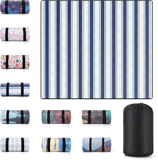 60x80" Picnic Blankets Outdoor XL Giant Waterproof Sandproof Beach Blanket Lightweight Foldable Camping Sand Mat Summer Glamping Camp Equipment Gifts Travel Trailer Hawaii Vacation Accessories