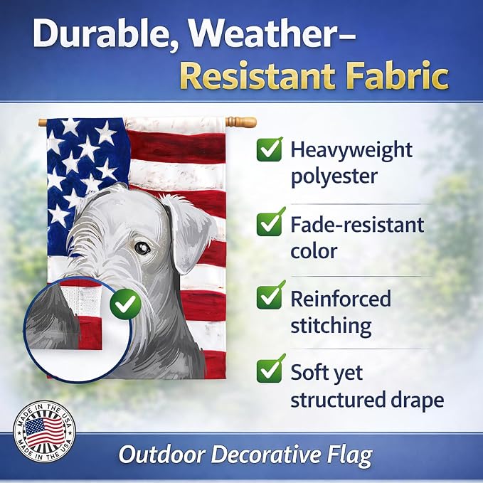 Caroline's Treasures CK6485CHF Cesky Terrier Dog American Flag House Flag Large Porch Sleeve Pole Decorative Outside Yard Banner Artwork Wall Hanging, Polyester, House Size, Multicolor