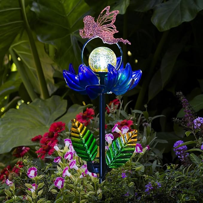 Solar Wind Spinners Outdoor, Fairy Solar Wind Spinner with Cracked Ball Lights,Garden Spinners for Yard, Garden, Patio, Lawn Decor