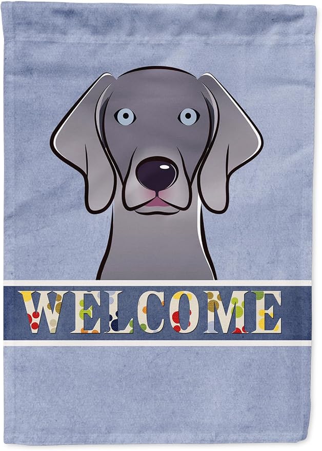 Caroline's Treasures BB1417GF Weimaraner Welcome Garden Flag, Blue Mailbox Flag Decorative Yard Flag Banner Outside Patio Artwork Yard Flower Beds, Garden Size, Multicolor