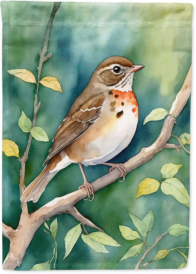 Caroline's Treasures Vermont Hermit Thrush House Flag Large Porch Sleeve Pole Decorative Outside Yard Banner Artwork Wall Hanging, Polyester, House Size, Multicolor