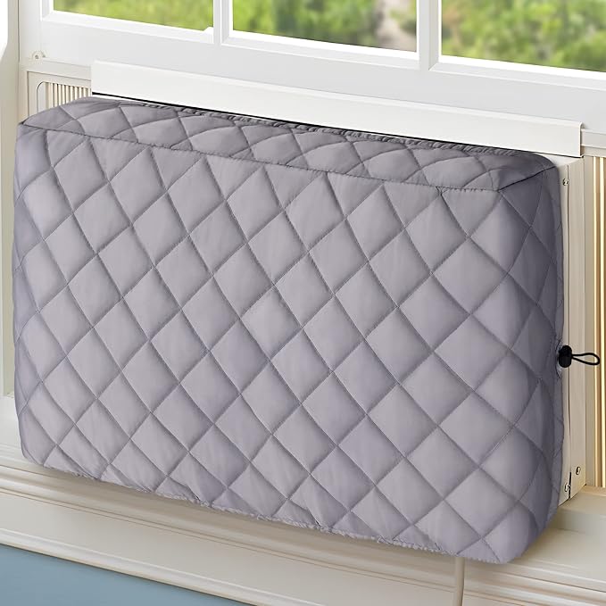 COSFLY Window Inside AC Covers, Air Conditioner Cover, 17”L x 13”H x 3.5”D | For Indoor, Double Insulation, All-Weather Draft Protection, Elastic Drawstring, Blue