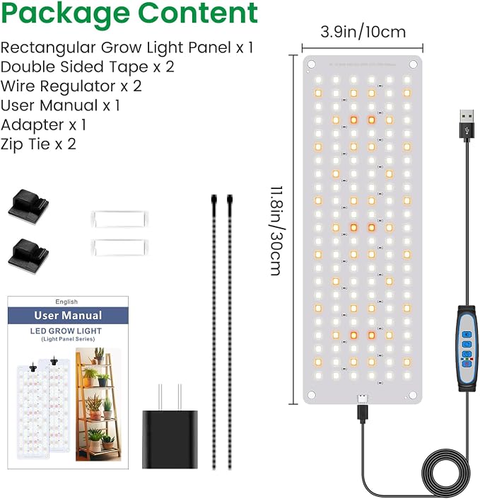 Aumtrly Grow Lights for Indoor Plants, Full Spectrum Under Shelf Plant Lights for Growing Seedling, Light and Thin 138 LED Grow Lamp Panel with 6/12/16H Timer, 3 Light Modes, 5 Dimmable