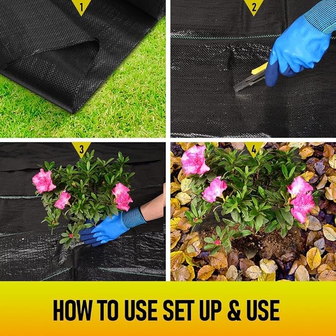 LAVEVE 3FT x 100FT Weed Barrier Landscape Fabric Heavy Duty, 3.2oz Premium Garden Ground Cover Mat for Weed Control, Gardening, Plant Beds and Farming (3x50FT x 2Pack)