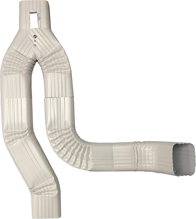 Aluminum 3x4 Offset Downspout Diverter for Rain Barrels | Made in The U.S.A. | Includes Screws & Instructions (Almond)