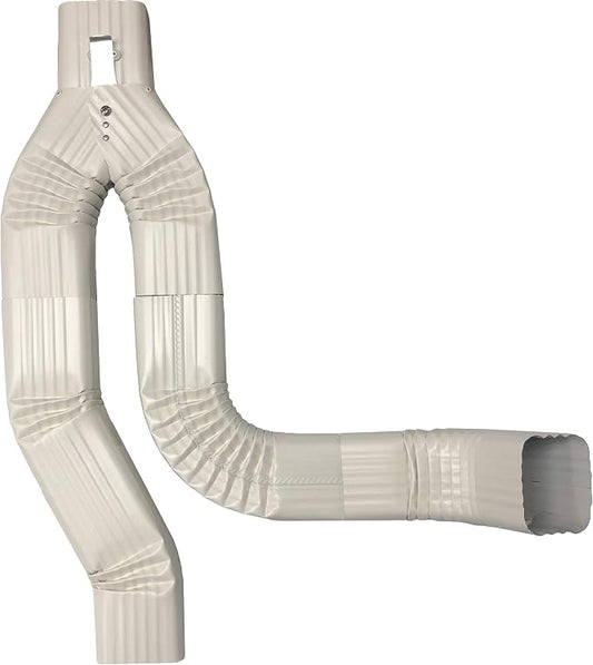 Aluminum 3x4 Offset Downspout Diverter for Rain Barrels | Made in The U.S.A. | Includes Screws & Instructions (Almond)