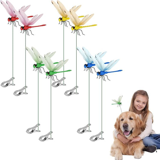 8 Pcs Dragon Fly Clips for Bugs Repel Lent - Lifelike Outdoor Decorative Dragonflies for Patio, Porch, Plants, Yard and Backpack, Waterproof Summer Garden Ornaments