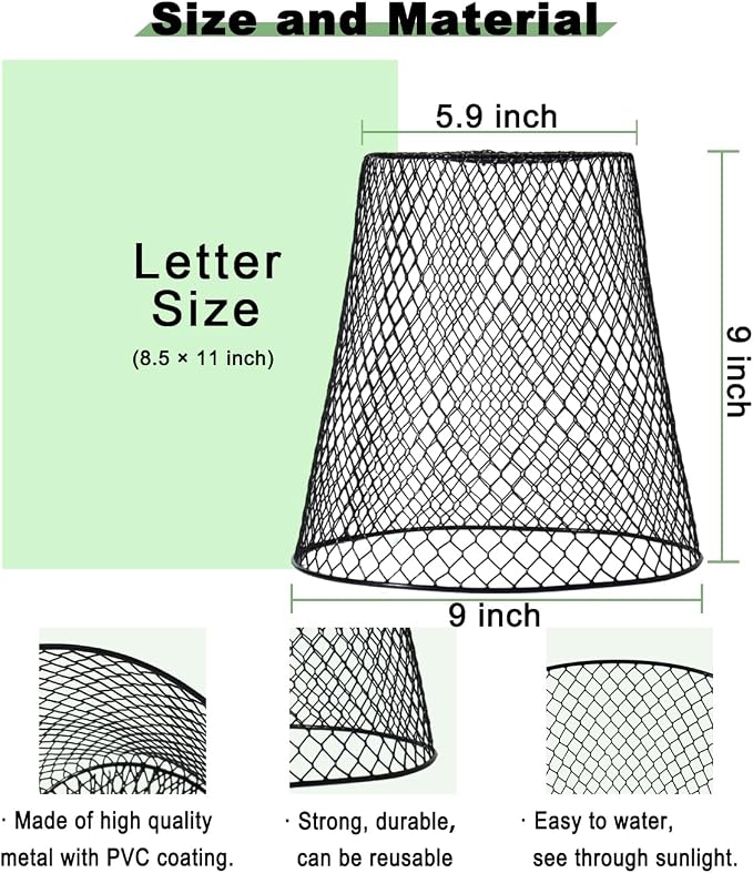 vensovo 12 Pcs Chicken Wire Cloche Plant Covers, 9 inch Metal Plant Protectors from Animals, Heavy-Duty Garden Netting to Keep Rabbits, Squirrels, Birds & Other Small Animals Out