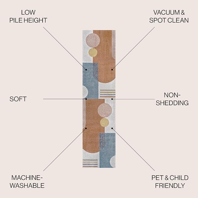 JONATHAN Y Machine Washable Cream/Multi Runner Rug 2X8 ft, Slinger Modern Contemporary Collage for Living Room, Bedroom, Kitchen, Office, Easy-Cleaning, Pet-Friendly, Non-Shedding WSH306A-28