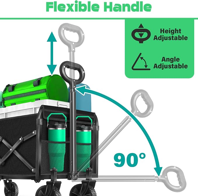 Collapsible Wagons carts Foldable Wagon, 280lbs Folding Wagon Cart with Wheels, Utility Camping Cart for Camping Picnic Grocery Sports Garden