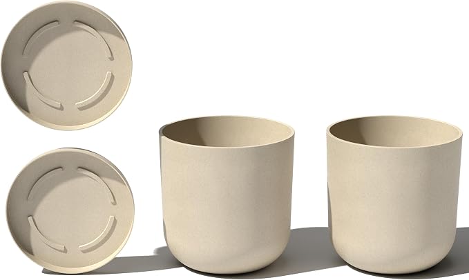 Veradek Mason Series Lima Planter - Round Planter for Indoor or Outdoor Porch/Garden | Made from Plastic-Stone Composite with Drainage Holes | Modern Décor for Succulents, Flowers, Small Plants