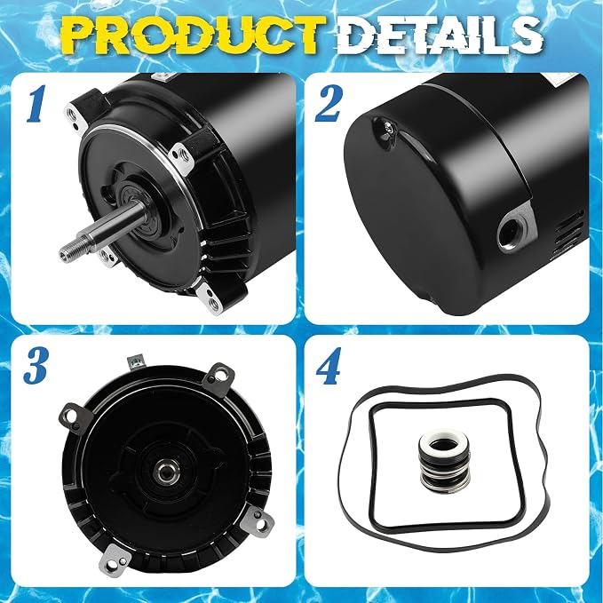 UST1152 Pool Pump Motor 1.5 HP 56J Frame Fit for Hayward SP2610X15 AST165 | 115/230V 3450 RPM Single Speed A.O. Smith Century AST165, B229