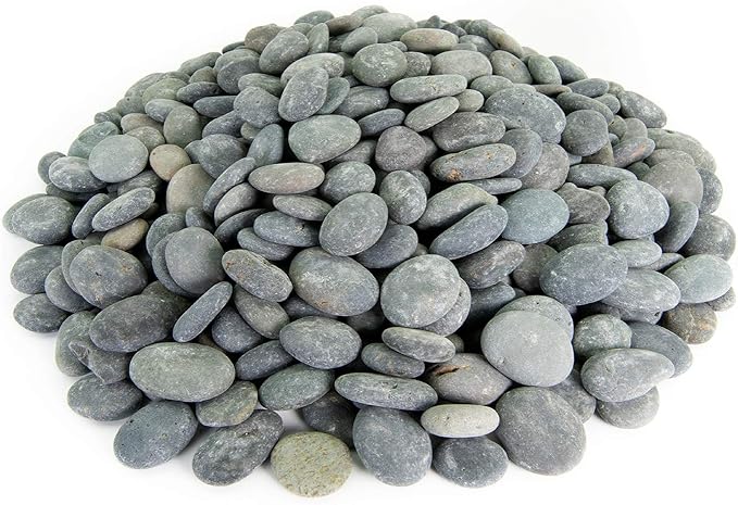 Mexican Beach Pebbles | 2000 Pounds of Smooth Unpolished Stones | Hand-Picked, Premium Pebbles for Garden and Landscape Design | Black Buttons, 1/2 Inch - 1 Inch