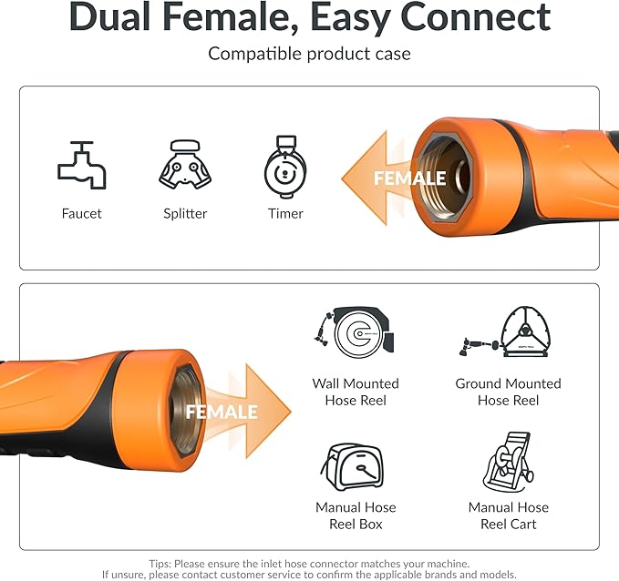Giraffe Tools Garden Hose 5/8", Water Hose Heavy Duty, Flexible, Lightweight Hybrid Hose with Swivel Handle, 15ft Female to Female Fittings, Burst 600 PSI, Short Leader Hose