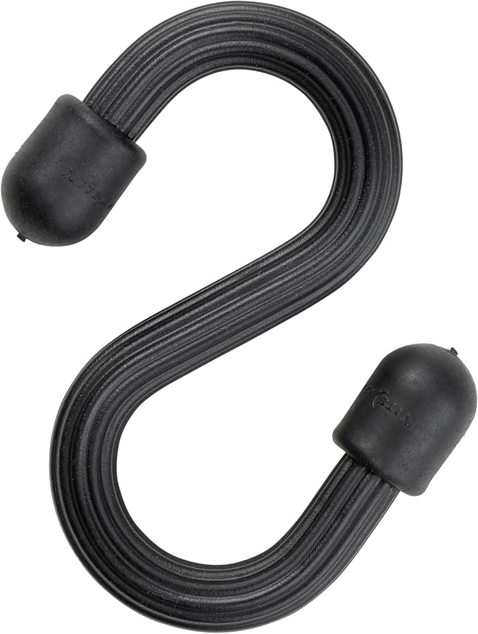 Nite Ize Gear Tie Bendable S-Hook - Utility S-Hook for Hanging - Bendable Rubber Hook Cable - Strong Hook for Closets, Garages & More - Tough Rubber Shell with Flexible Wire - Black (4 Pack)