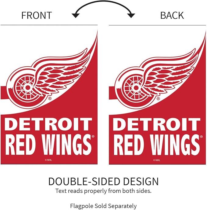 NHL Detroit Red Wings House Flag, 28 x 44, Double Sided Garden Flags for Outside, Outdoor Flags & Banners for Gardens Patio, Indoor Wall Decor Flag for Room