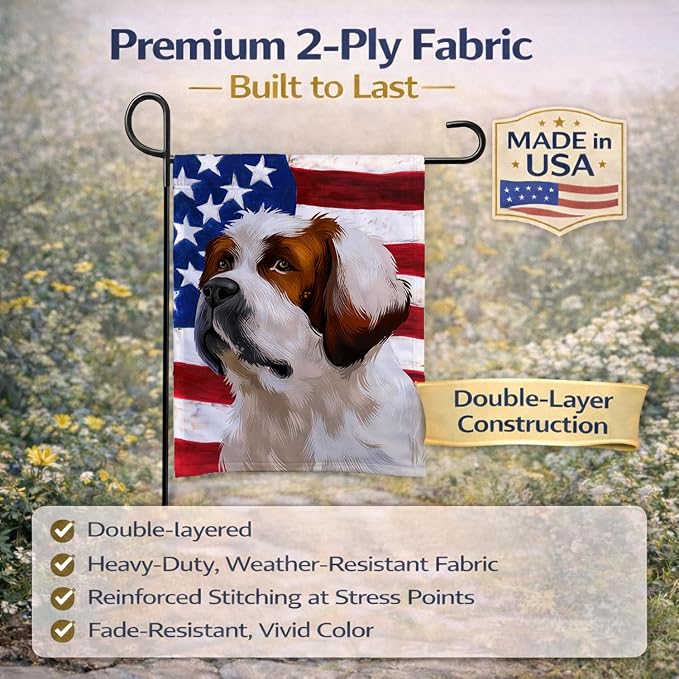 Caroline's Treasures CK6393GF Alpine Mastiff American Flag Garden Flag Mailbox Flag Decorative Yard Flag Banner Outside Patio Artwork Yard Flower Beds, Garden Size, Multicolor