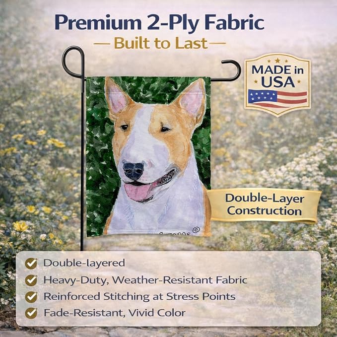 Caroline's Treasures SS8873GF Bull Terrier Garden Flag Mailbox Flag Decorative Yard Flag Banner Outside Patio Artwork Yard Flower Beds, Garden Size, Multicolor