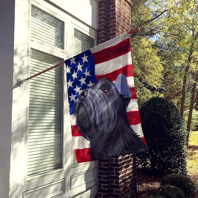 Caroline's Treasures CK6725CHF Standard Schnauzer Black American Flag House Flag Large Porch Sleeve Pole Decorative Outside Yard Banner Artwork Wall Hanging, Polyester, House Size, Multicolor